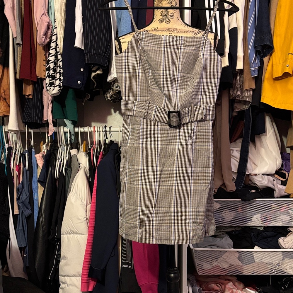 Primark Black and White Checkered Dress